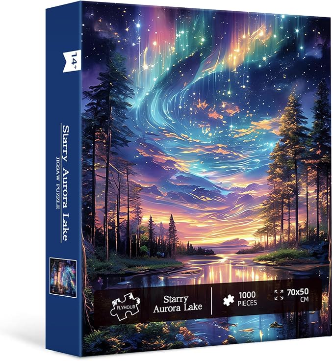 Starry Aurora Lake Puzzles for Adults 1000 Pieces, ImpossibleHard Challenging Jigsaw Puzzles for Adults,Thick Pieces with Matte Finish,Relaxing Night Sky Wall Art Decor,Stress Relief Gifts for Mom Dad