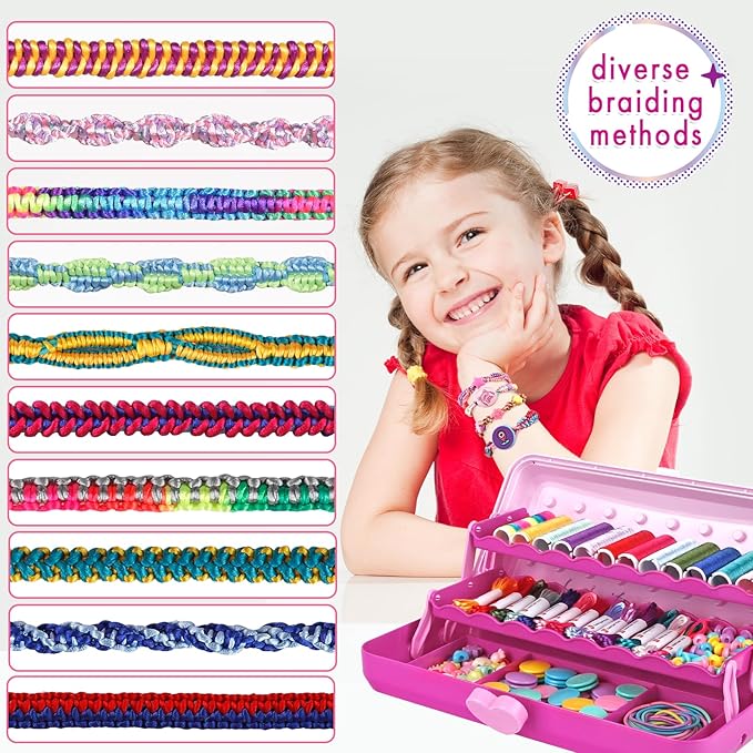 TingingYuli Friendship Bracelet Making Kit for Girls Ages 8-12, DIY String Bracelet Maker with 3-Layer Storage Box, Jewelry Making Kit Arts and Crafts Toy Gift for Kids Ages 6-12