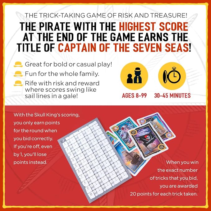 Grandpa Beck's Games Skull King - The Ultimate Pirate Trick Taking Card Game | Strategy Game for Friends, Family, Game Night | from The Creators of Cover Your Assets | 2-8 Players Ages 8+ (Base Game)