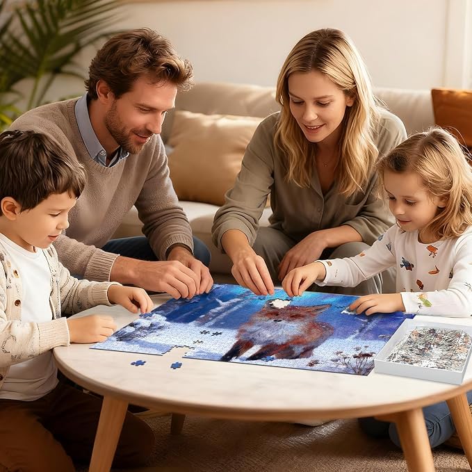 Puzzles for Adults 1000 Piece, Fox in the Snow Jigsaw Puzzles | with Letters on Back, Fun Gift Impossible Puzzles, No Dust Family Decoration Gifts for Women Men(27.56x19.7 Inch)