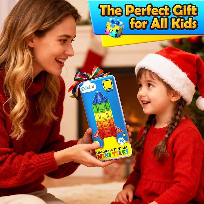 Magnetic Tiles Travel Essential Toys Mini Travel Toddler Set, 36PCS Magnetic Blocks Building Kids Toys, Montessori Preschool Classroom Must Haves Educational STEM Toys for 3+ Year Old Boys Girls