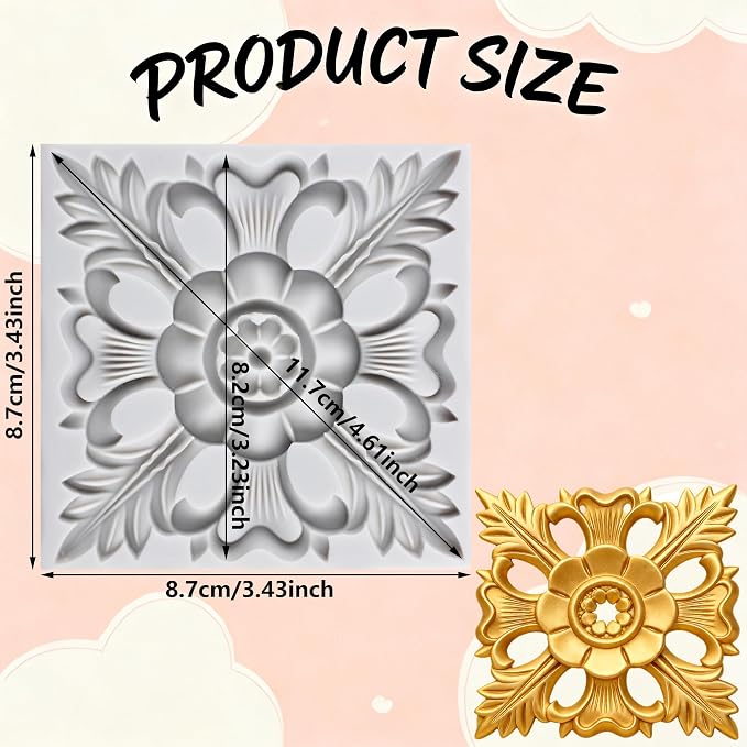 Baroque Polymer Clay Mold Baroque Relief Flower Silicone Molds for DIY Craft Epoxy Resin Casting Polymer Clay Tools Crafts Air Dry Jewelry Making