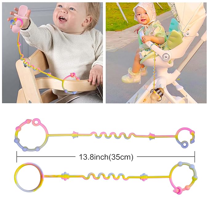 RTMOK Toy Straps for Baby,Silicone Setpacifier Clip,Applies to Car Seat Toy,Teether Toy,High Chair,Stroller Accessories,Baby Toy Clips,Cribs,Rocking Chair﻿