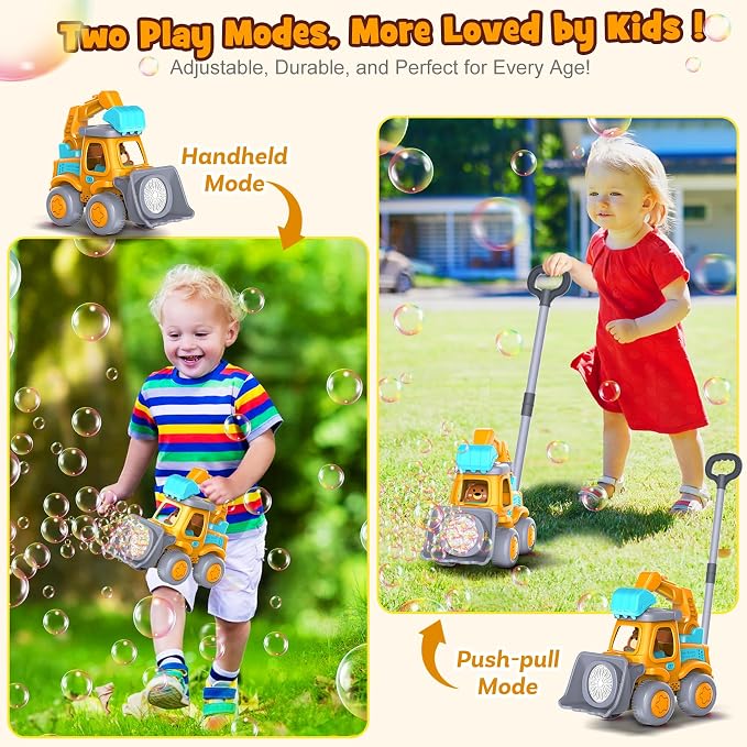 Nicmore Automatic Bubble Machine Toys for Toddlers: Portable Construction Truck Bubble Maker Blower Toys for 3 4 5 6 Year Old Boy Girl Kids Outdoor Toys for Easter Party Birthday