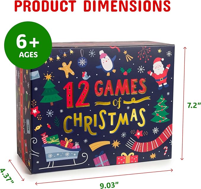 Gutter Games 12 Games of Christmas - Family Game Night Pack for Kids and Teens - Hilarious Christmas Party Games for Adults and Family Party - Complete Entertainment Package - Multicolor