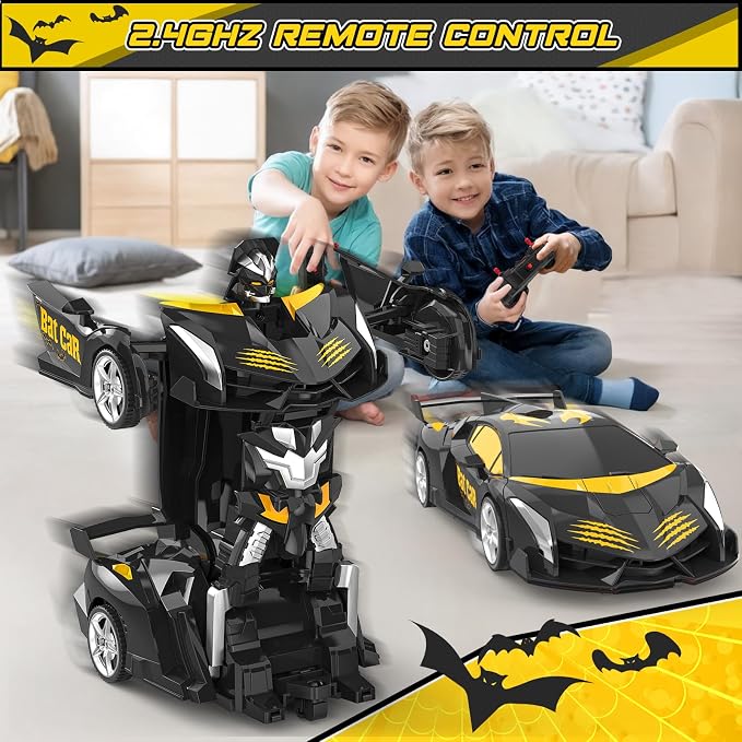BLUEJAY Transform Rc Cars for Boys 4-7 8-12, 2.4Ghz Remote Control Car 1:18 Scale Transforming Robot, One-Button Deformation 360° Rotation Car Toy Gifts for Boys 3-5