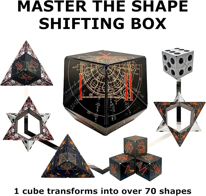 Shashibo Sensory Fidget Toy for Adults & Kids, Stress Relief Fidget Toy for Adults, Teens & Kids, Cool Fidget Toys for Desk, Classroom Must Have, Sensory Shape Shifting Cube, 100+ Possible Shapes