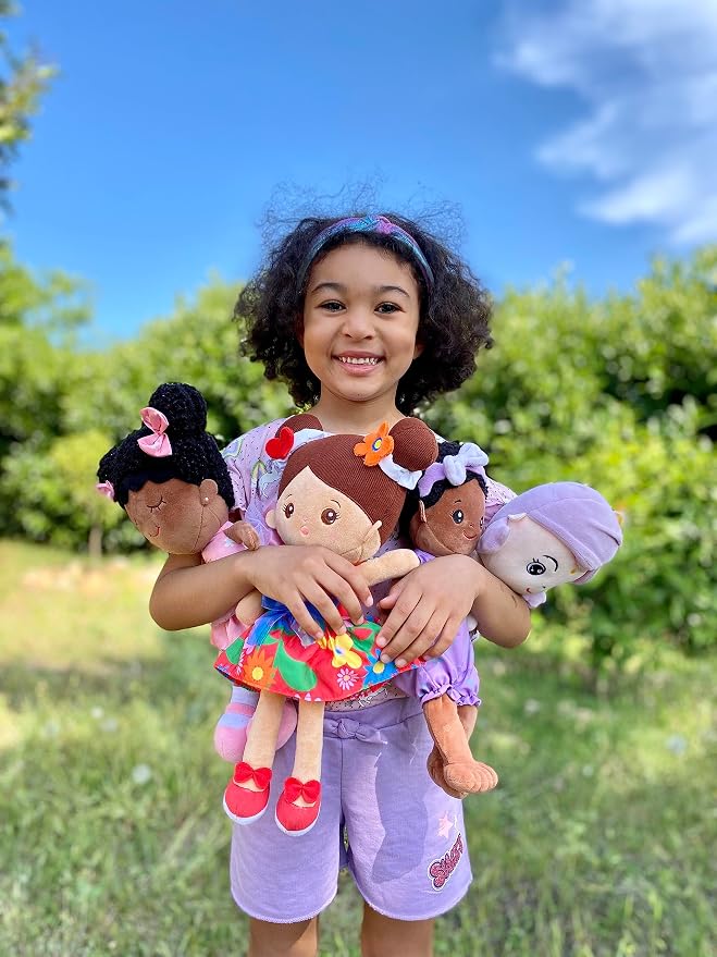 OUOZZZ 12.6" Soft Baby Doll - Toys for 1 Year Old Girl, Hispanic Baby Doll Ideal Birthday Baby Girl Gift, Snuggle Buddy for Infants Brown Skin