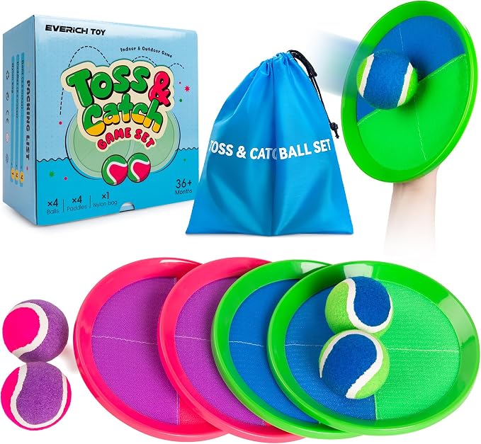 Upgraded Toss and Catch Ball Game Set, Beach Pool Toys Outdoor Games for Kids Toys, Outside Family Lawn Yard Games, for Boys Girls 3 4 5 6 7 8 9 10 11 12 Years Old