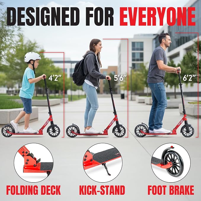 Kick Scooter for Kids, Teens & Adults - Lightweight Durable Frame, Smooth Ride, Sturdy Deck - Fun Rides for All Ages - Madd Gear