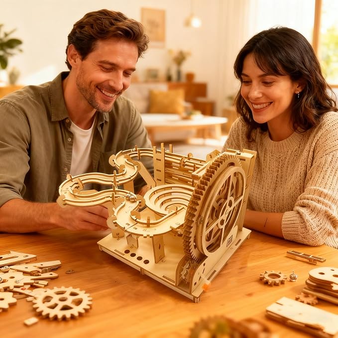3D Wooden Puzzle Marble Run for Adults - DIY Mechanical Puzzle Assembly Model Kit Wood Crafts to Build for Adult Age 14+ Years Old