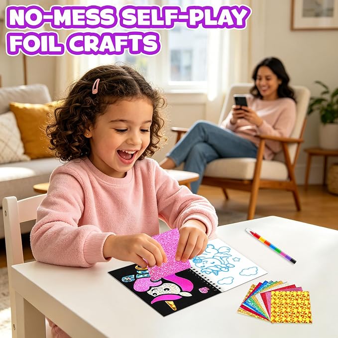 FUNNYB&G Foil Art Party Favors for Kids - 24 Pack Foil Art Crafts Kits Coloring Books, Goodie Bag Stuffers Party Favors for Kids 4-8 8-12, Bulk Birthday Classroom Prizes Girls Boys Gifts (Unicorn)