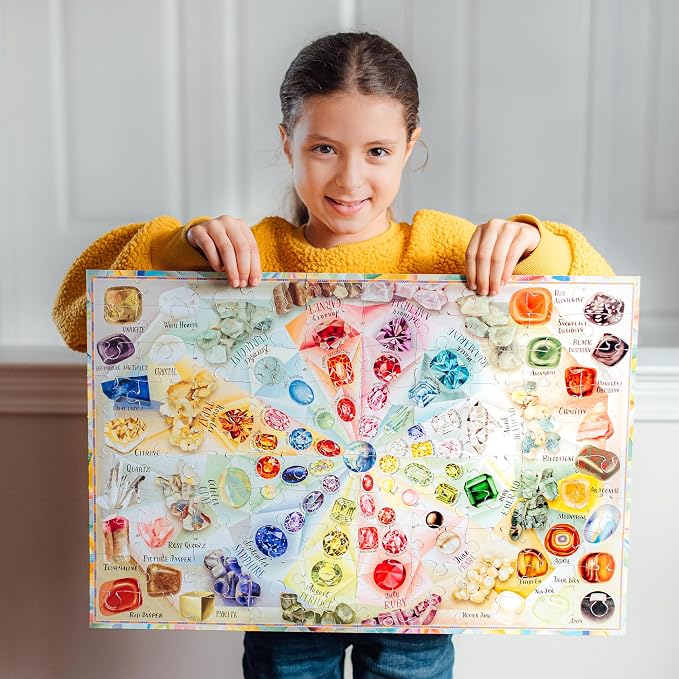 eeBoo 100 Piece Puzzle for Kids - Love of Crystals Children's Puzzle Oversized Glossy Gem, Large Pieces for Small Hands to Develop Motor Skills