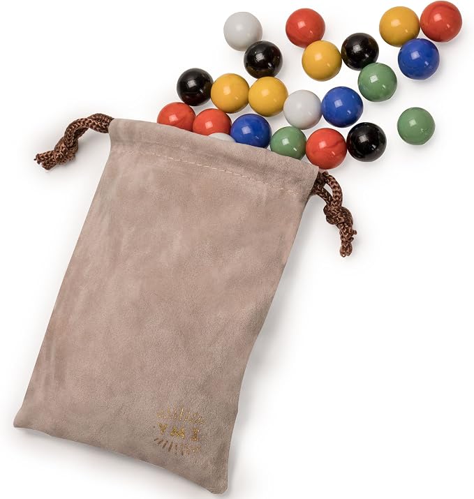 Yellow Mountain Imports 60 Pieces Chinese Checkers Marbles Set with Solid Colors - 16 Millimeters