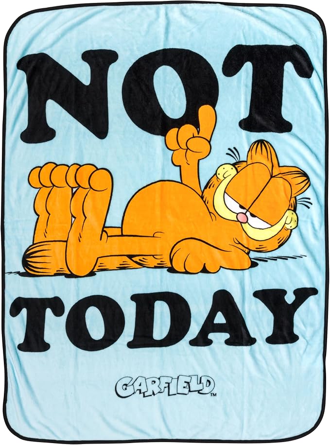 Silver Buffalo Garfield Not Today 45" x 60" Fleece Throw, Soft and Cozy Blanket, 185 GSM