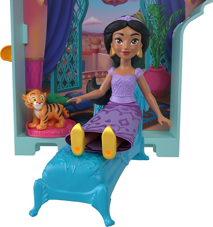 Mattel Disney Toys, Storytime Stackers Jasmine's Palace, Stackable Doll House with Small Doll, 2 Friends & 8 Pieces, Inspired by Disney's Aladdin Movie