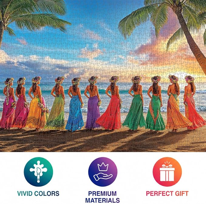 Cross & Glory - Aloha Harmony: Colors of the Pacific - 1000 Piece Jigsaw Puzzle for Adults | Best New Island Sunset Puzzle | Vibrant Polynesian Artwork | Immersive Puzzle Experience