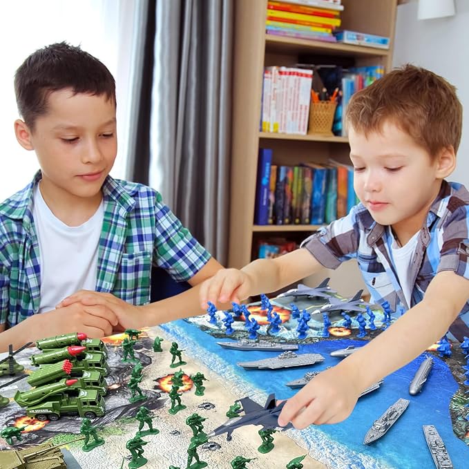 TALGIC Army Men Playset - Large Set Including Army Men Action Figures, Battle Mat, Army and Navy Weapon Gear Accessories, Military Combat Toys, Army Toys for Boys Age 4-12
