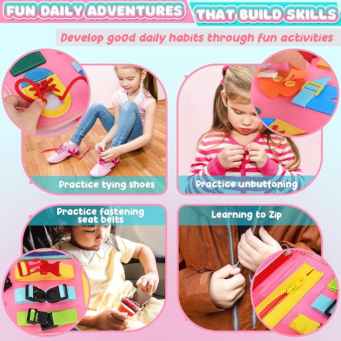 URMYWO Toddler Busy Board - Busy Book Montessori Toys Ages 3 and up - Preschool Learning Activities with Alphabet Number Animal, Educational Travel Toys Birthday Gifts for Kids