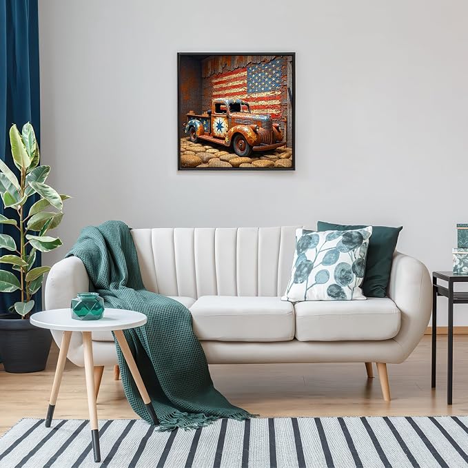 Vintage Truck Jigsaw Puzzle - Large 1000pcs Puzzle for Adults, Rustic American Flag Design, DIY Home Decor & Brain Teaser Game, for Holidays & Family Fun, Vintage Truck Theme