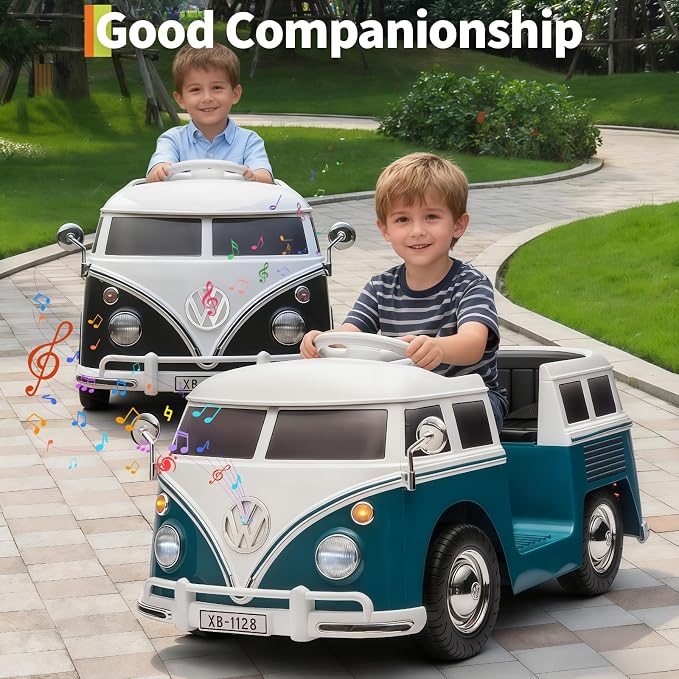 6V Licensed Volkswagen Electric Ride-on Car for Toddlers with 4.5AH Long-Lasting Power Battery, Ride on Bus with Led Light, Horn and Music, Battery Powered Ride on Toy for Kids - Gift for Sweets