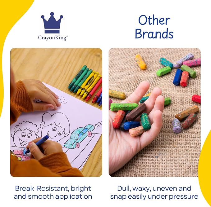 CrayonKing 2000 Bulk Crayons, 500 Individually Wrapped 4-Packs | Non-Toxic, Perfect for Restaurants, Perfect for Classrooms, Perfect for Parties, Goodie Bag Fillers, 4 Assorted Colors