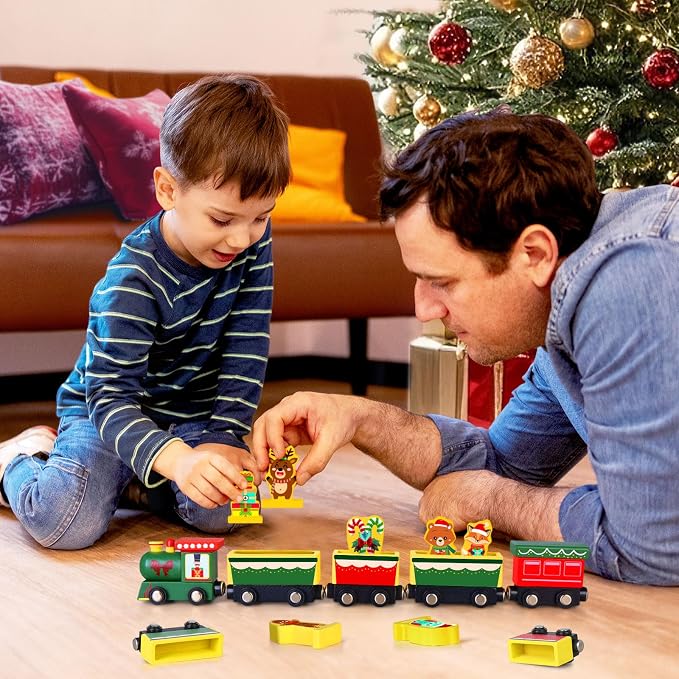 Toddler Advent Calendar 2025-24 Days Magnetic Wooden Animal Train Set Christmas Advent Calendar 2025 for Kids, Countdown Calendar Gifts Montessori Train Stocking Stuffer for Toddlers, Boys and Girls
