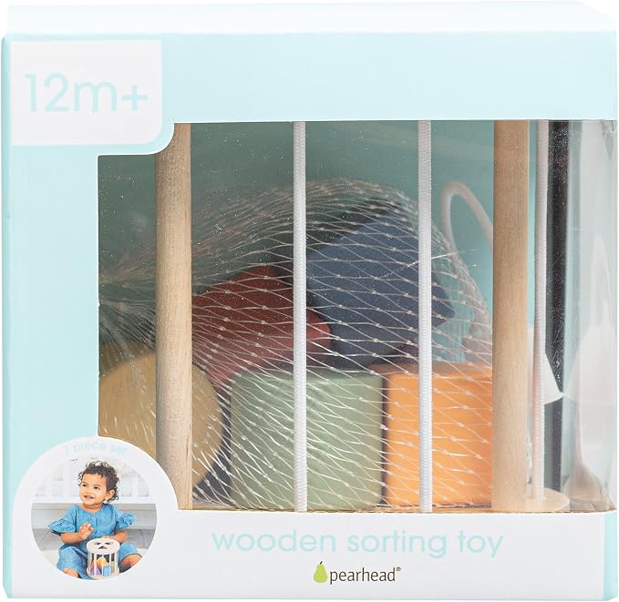 Pearhead Wooden Match and Roll Shape Sorter - Montessori Early Learning Toy, Rolling Toddler Toy, Educational Wooden Color Sorting Cylinder for Fine Motor and Early STEM Skills, Ages 12m+