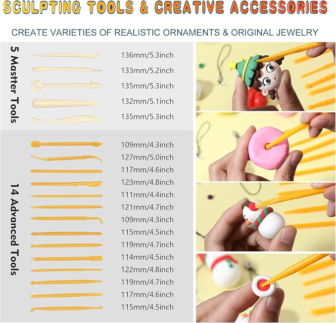 Cyajm 60 Colors Polymer Clay Kit, Individually Wrapped Oven Bake Modeling Clay, Non-Toxic Soft Molding Clay for Kids, DIY Craft Supplies for Jewelry & Classroom