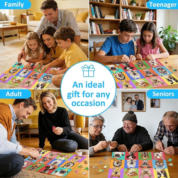 300 Pieces Puzzles for Adults, Multicolor Dogs Puzzle for Adults Children Seniors, Challenging Funny Dogs Puzzles for Kids Ages 8-10 10-12, Great Gift for Family Friends