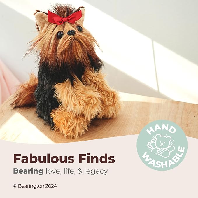 Bearington Chewie the Yorkie Stuffed Dog Plush Toy - 13" Soft Cuddly Yorkshire Terrier with Realistic Fur and Floppy Body - Adorable Yorkie Plush Gift for Kids, Girls, Women, and Dog Lovers