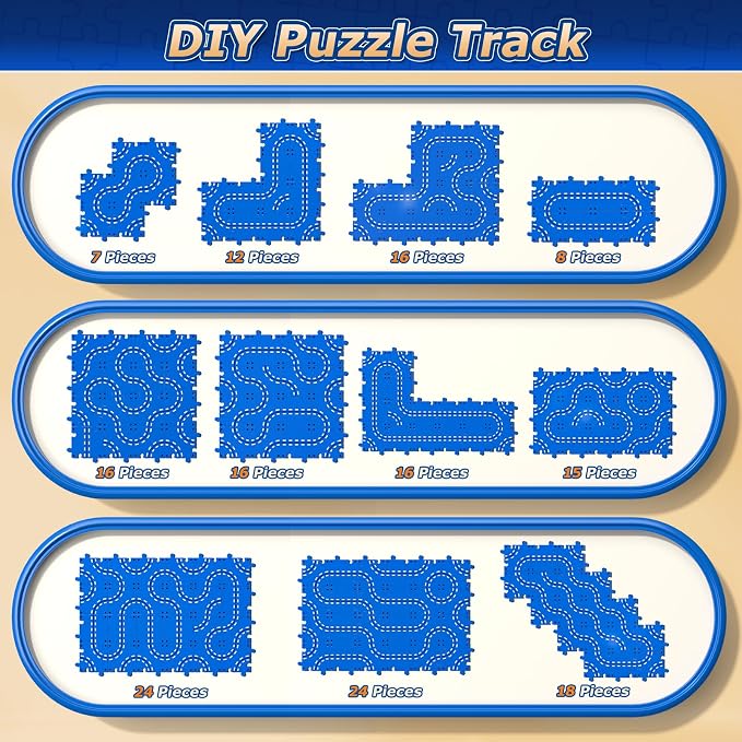 Toddler Toys for 3 4 5 6 Year Old Boys Kids Girls, 45 Pcs Puzzle Track Car Set for Boys Toddlers 3-5 4-6, Puzzle Race Tracks Car Toys Set for Kids Ages 3 4 5 6,Toddler Toys Birthday