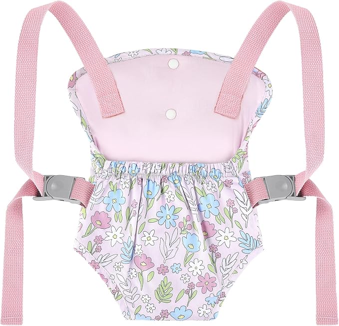 GAGAKU Baby Doll Carrier for Toddlers, Doll Carrier for Little Girls, Toy Baby Dolls Sling for Kids, Reborn Baby Doll Accessories, Colorful Flowers