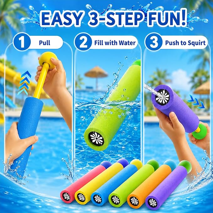 8 Pack Water Squirt Toys for Kids Age 1-3 4-8 8-12, Toddlers Squirter Toy, Swimming Pool Games Playset, Sensory Beach Outdoor Activity, Water Spraying for Boys Girls Birthday Gifts 3 4 5 6 7 8