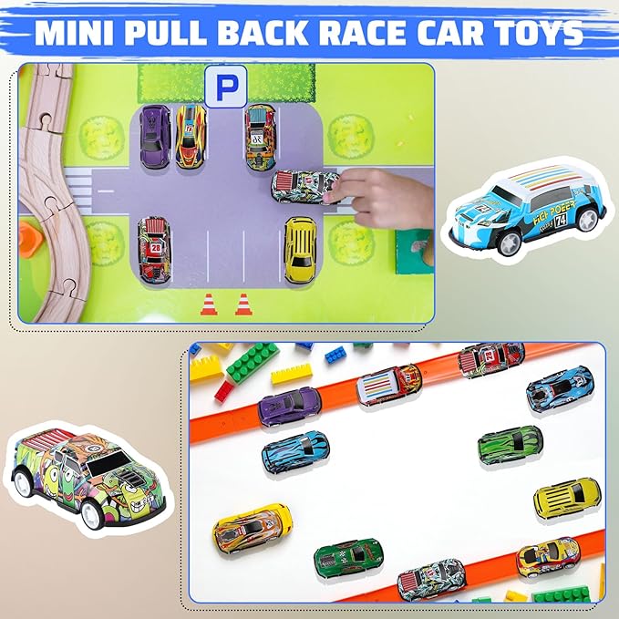 Jenaai 100 Pcs Mini Pull Back Toy Cars Bulk Pull Back Die Cast Race Cars Party Favors for Boys Girls Christmas Party Favor Return Gift Goodie Bag Stuffer Classroom Carnival Gift
