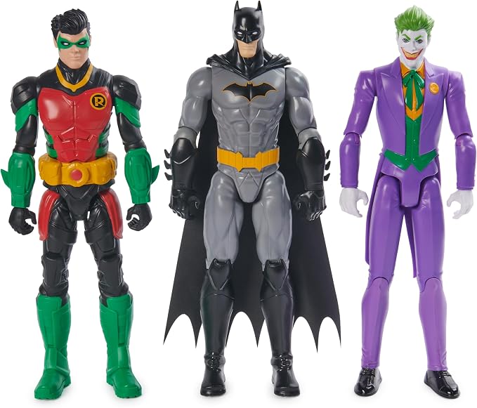 DC Comics Batman Action Figure Toys: Joker, Robin, and the Bat Man 12-inch Figures - Gotham City Edition, 11 Point Articulation - Super Hero Kids Gifts for Men, Boys & Girls