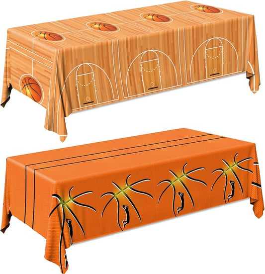 Basketball Party Decorations 2PCS Basketball Plastic Tablecloths Disposable Rectangle Sport Theme Table Covers for Birthday Sports Party Decorations