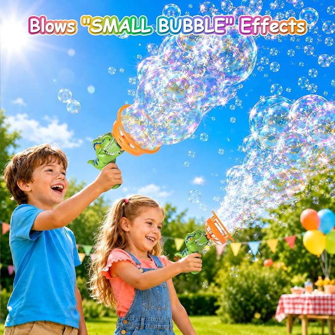 Dinosaur Shaped Bubble Gun for Kids - Blows Over 1000 Bubbles per Minute & Creates Giant Bubbles, Birthday, Christmas & Easter Gift for Boys & Girls Ages 3-9 (Green)