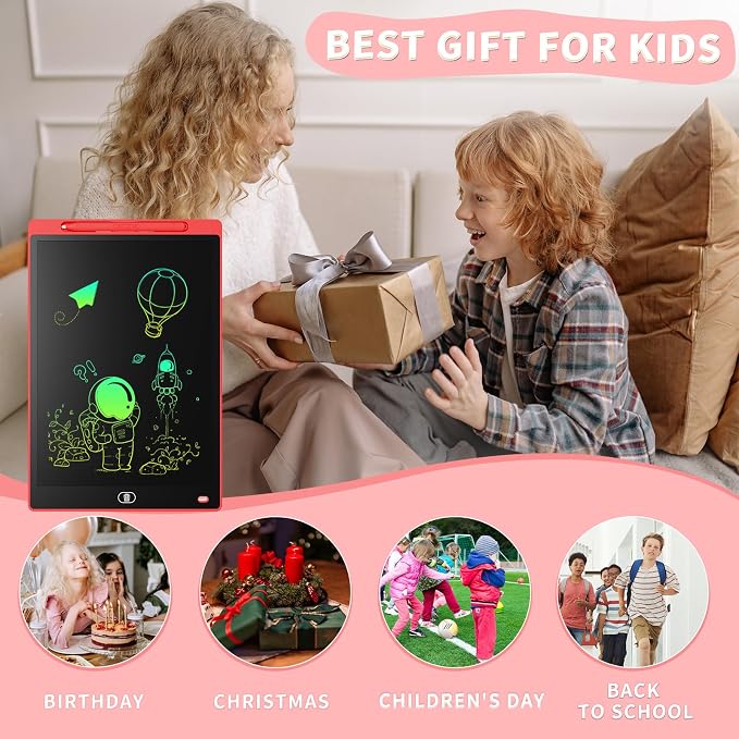 [2 Pack] Genialba LCD Writing Tablet 8.5-Inch Colorful Doodle Board, Toddler Learning Educational Toys Gifts for 3-8 Years Old Girls and Boys, Electronic Drawing Pad for Kids (Blue&Red)