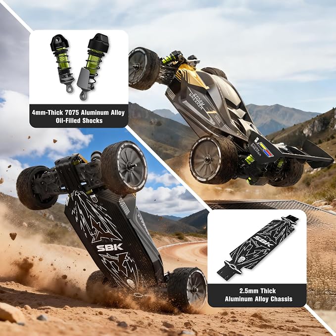 RLAARLO 1/10 Brushless RC Cars, 4×4 Buggy, 50+ MPH, Carbon Fiber, Ages 14+ | 3650-2650KV Brushless Motor, 4WD, 3S LiPo, Alloy Chassis, Sealed Diffs, 20kg Servo, 6CH Radio, Waterproof, All-terrain