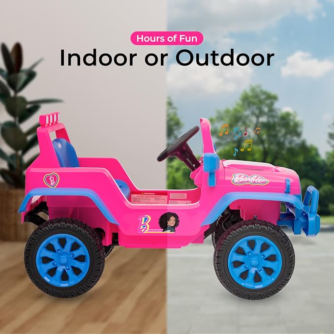 Barbie - Ride On Toy for Kids, LED Headlights, Music and Horn