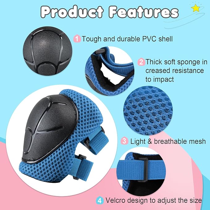 Kids Bike Helmet Adjustable Toddler Bike Helmets for Kids 2-5-8/8-14 Years with Knee Elbow Wrist Pads for GirlsBoys Youth Skateboard Bicycle Helmet for Scooter Roller Skating Balance Bike