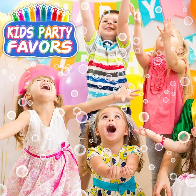 480 Pcs Mini Bubble Wands in 10 Colors, Bulk Party Favors for Kids, Themed Birthday, Christmas, New Year, Valentine, Carnival, School Classroom Prizes for Boys & Girls, Ideal Goodies Bags Stuffers
