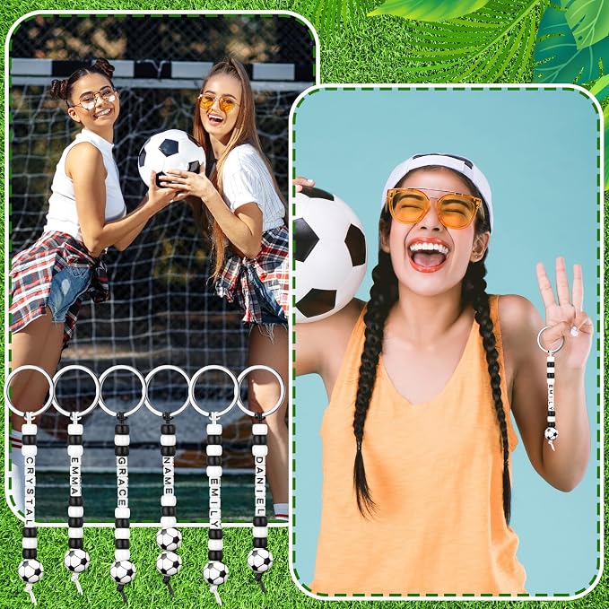 Landical 564 Pcs Soccer Keychain Making Kit DIY Soccer Bead Key Chain Craft Adjustable Sport Letter Bead Charm Sport Theme Party Favor Gift Backpack Accessories Holiday Decoration(Joyous Color)