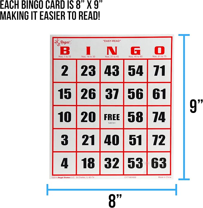 Regal Bingo Gold Professional Bingo Game Set with 11" Wheel Cage, 75 Bingo Balls, Master Board, 18 Bingo Cards & 25 Jumbo Reusable Cards, and Colorful Chips - Bingo Games for Adults Large Group