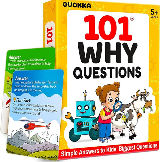 QUOKKA 101 WHY Card Games for Kids Ages 4-8 – Flash Cards for Kids with Simple Explanations & Fun Facts – Educational Games About Science, Nature, Space, Body Topics – Family and Classroom Activity