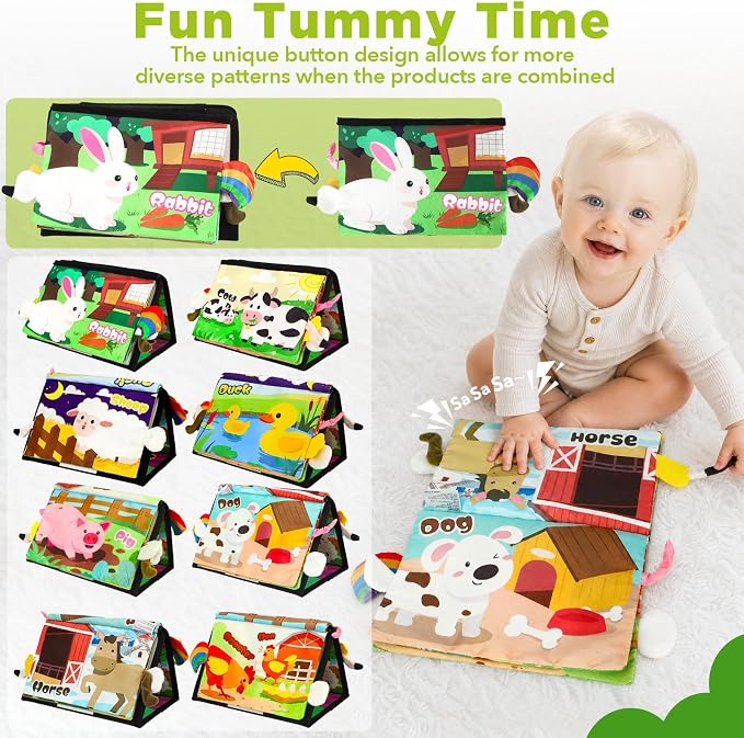 URMYWO Tummy Time Toys - Black and White High Contrast Baby Toy for Newborn - Baby Visual Stimulation Mirror - Montessori Sensory Crinkle Toy for Infant 0-3-6-12 Months - Boy Girl Shower Gifts