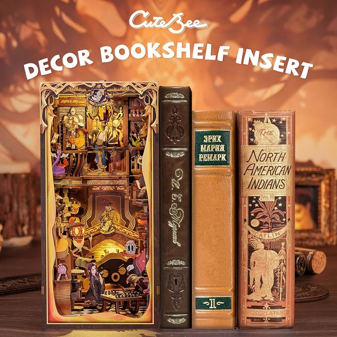 CUTEBEE Book Nook Kit -Miniature DIY House Kit for Adults and Teens, Dollhouse Booknook Tiny House Model Build Bookshelf Decor, Gifts for Family, Friends