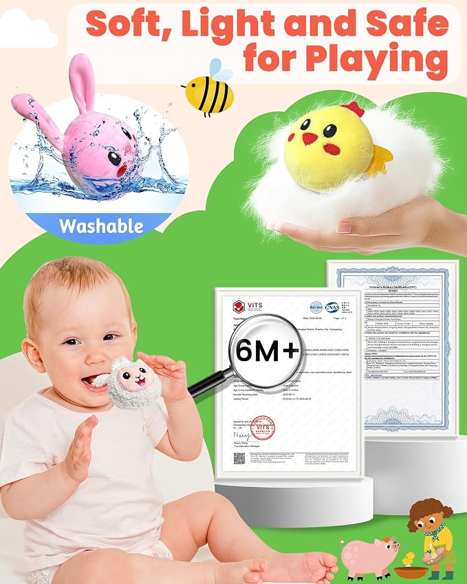 Baby Toys 6-12 Months - Infant Barn Toy with Stuffed Farm Animals, Rattle, Crinkle, Squeak, Mirror - Montessori Sensory Toys for 6 7 8 9 10 12 Month Old Babies, 1 Year Old Baby Boy Girl Gifts