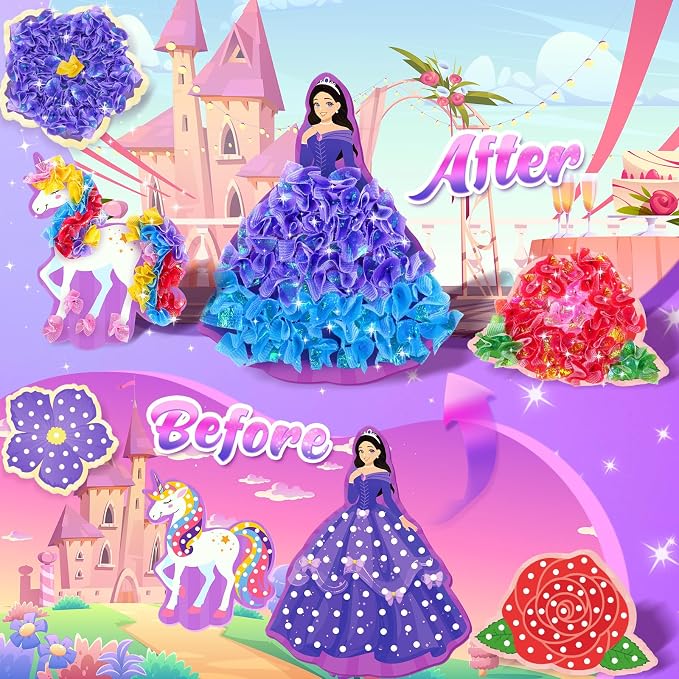 ZOOI Poke Art Kits, Arts and Crafts for Kids 4-8, Pretty Pretty Princess Game, Poke in Crafts for Kids Ages 4-8, Birthday Gifts for 4, 5, 6, 7, 8 Year Old Girl Toys Age 6-8 Art Kits